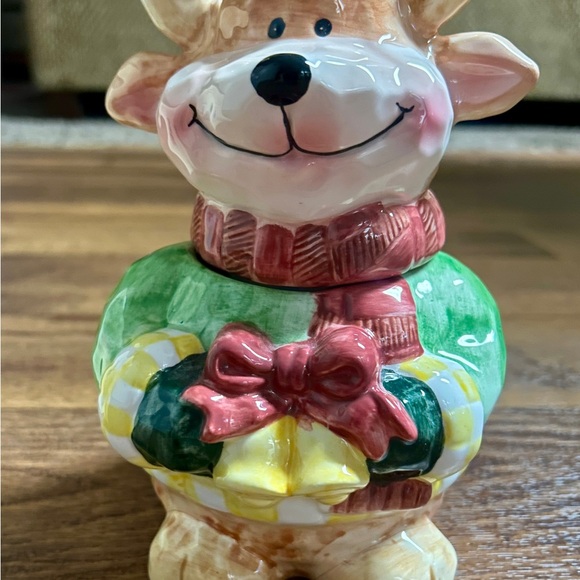 International Bazaar • Ceramic Whimsical Reindeer Snack Jar • New W/Box - Picture 12 of 16